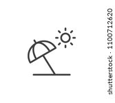 Beach Umbrella Outline Icon....