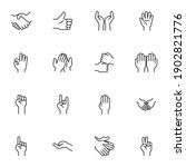 hand gestures line icons set ... | Shutterstock .eps vector #1902821776