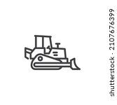 crawler bulldozer line icon.... | Shutterstock .eps vector #2107676399