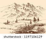 mountains panorama hand drawing.... | Shutterstock .eps vector #1197106129