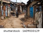 photograph taken in the Kibera slums in Nairobi during the stay of the Pope in Kenya. more than 500,000 people live here without essential services.