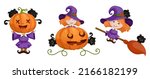 set of little witches  black... | Shutterstock .eps vector #2166182199