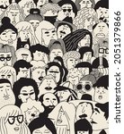 crowd. faces collection. people ... | Shutterstock .eps vector #2051379866