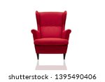 Red sofa on a white background with reflection Furniture that is cut separately