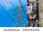 Small photo of Electricity meter Cobb energy pouring maintains topology background blur