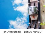 Small photo of Electricity meter Cobb energy pouring maintains topology background blur