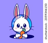Cute Astronaut Rabbit Holding...