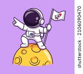 cute astronaut holding flag on... | Shutterstock .eps vector #2106090470