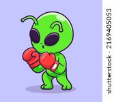 cute alien boxing cartoon...
