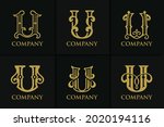 set monogram logo letter u... | Shutterstock .eps vector #2020194116