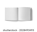 White opened blank square book Mock up catalogue at white background Front View Page up