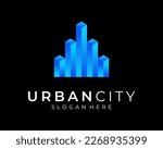 Urban City Building Skyscraper Architecture Metropolis Luxury Modern Colorful Vector Logo Design
