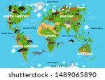 children's world map with the... | Shutterstock .eps vector #1489065890