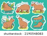 Set Of Stickers With Capybaras...