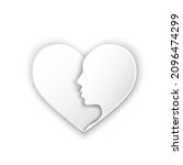 paper cut heart with girl's... | Shutterstock .eps vector #2096474299