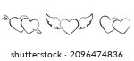 hand drawn hearts set. love and ... | Shutterstock .eps vector #2096474836