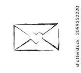 hand drawn envelope with heart. ... | Shutterstock .eps vector #2099352220
