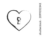 hand drawn heart with keyhole.... | Shutterstock .eps vector #2099352343