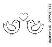 hand drawn love birds with... | Shutterstock .eps vector #2099354656
