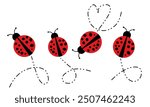 ladybug. Vector dotted or polka dot pattern. Let spring begin. ladybug sign represents protection, resistance, luck and prosperity, but also symbol of senseless violence. on white background