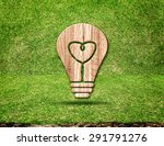 Light Bulb Wood Icon And Heart...