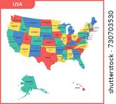 the detailed map of the usa... | Shutterstock .eps vector #730703530
