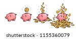cartoon piggy bank set. empty ... | Shutterstock .eps vector #1155360079