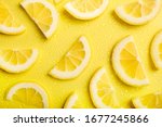 Lemon Slices Texture On Yellow...