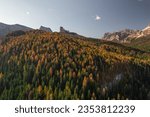 Autumn landscape at Passo Giau Cinque Torri in The Dolomites South Tyrol Italy