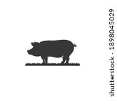 Pork Pig Silhouette Side Logo...