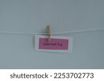 Small photo of Word 'Vanuatu' on white background. Vanuatu is a country in Oceania.