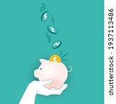 piggy bank icon with falling... | Shutterstock .eps vector #1937113486