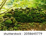 A Mossy Stone Wall In A Sunny...