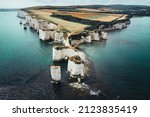 The beautiful view of Old Harry Rocks  UNESCO World Heritage Site  Southern England 