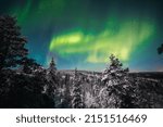 Small photo of Green northern lights in Rovaniemi Finnish Lapland