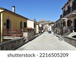 Small photo of ROCCA SAN FELICE, ITALY - Feb 25, 2021: A street of Rocca San Felice, a medieval village in the province of Avellino, Italy