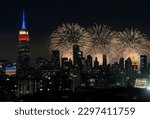 The fireworks in the New York City on 4th of July independence day