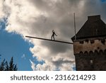 Small photo of A funambulist in the town of Esslingen, Germany