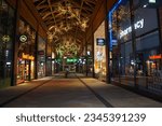 Small photo of BRACKNELL, GB - Dec 22, 2021: The view of the footpath in the empty retail and leisure complex. Lexicon, Bracknell.