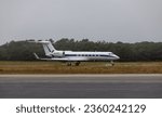 Small photo of EVERETT, US - Aug 17, 2022: A beautiful shot of a private jet at an airport in Everett