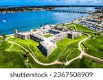 Small photo of An aerial view of Castillo de San Marcos on a sunny day, Florida