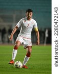 Small photo of Youssef Msakni (Tunisia) controls the ball during the Africa Cup of Nations Qualification between 202303-24TUNLIB_Tunisia and Libya at Rades Stadium in Tunisia on March 24, 2023. (Photo by Hasan Mrad)