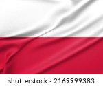 National flag Poland, Poland flag, fabric flag Poland, 3D work and 3D image