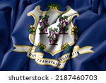 Connecticut Flag, USA State Flag Connecticut, fabric flag Connecticut, 3D work and 3D image