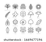 leaf outline line icon set... | Shutterstock .eps vector #1669677196