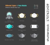 different type of face masks.... | Shutterstock .eps vector #1707621439