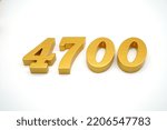 Small photo of Number 4700 is made of gold-painted teak, 1 centimeter thick, placed on a white background to visualize it in 3D.