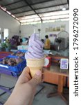 Small photo of Ube ice cream cone! Taste kind of sweet and somehow love the ube taste!