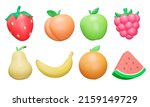 fruits and berries 3d icon set. ... | Shutterstock .eps vector #2159149729