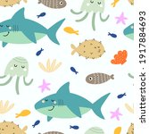 undersea seamless pattern with... | Shutterstock .eps vector #1917884693